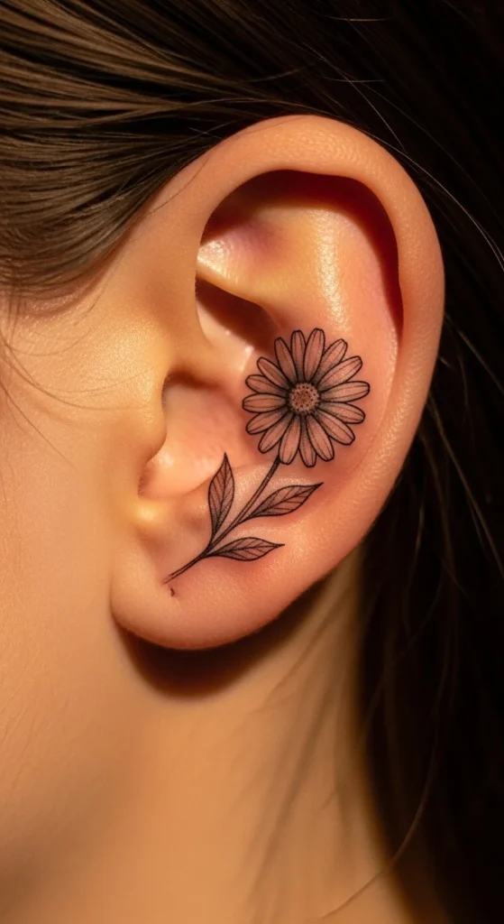 Tiny Daisy Behind the Ear
