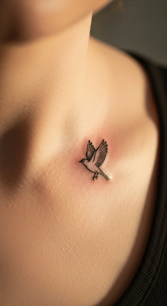 Tiny Flying Bird Silhouette