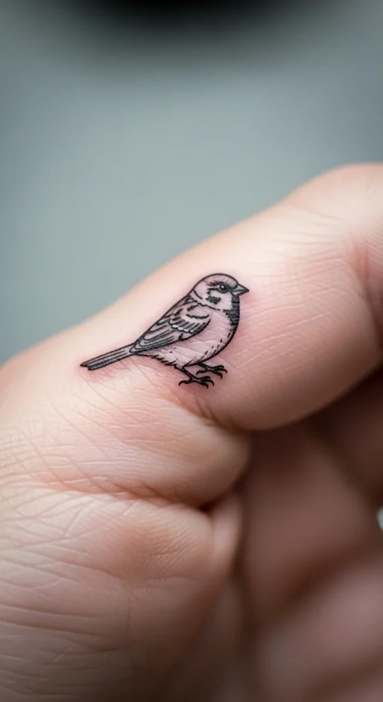 Tiny Sparrow on Finger