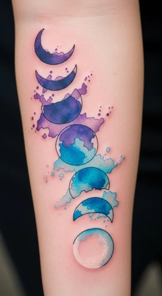 Watercolor Moon Phases