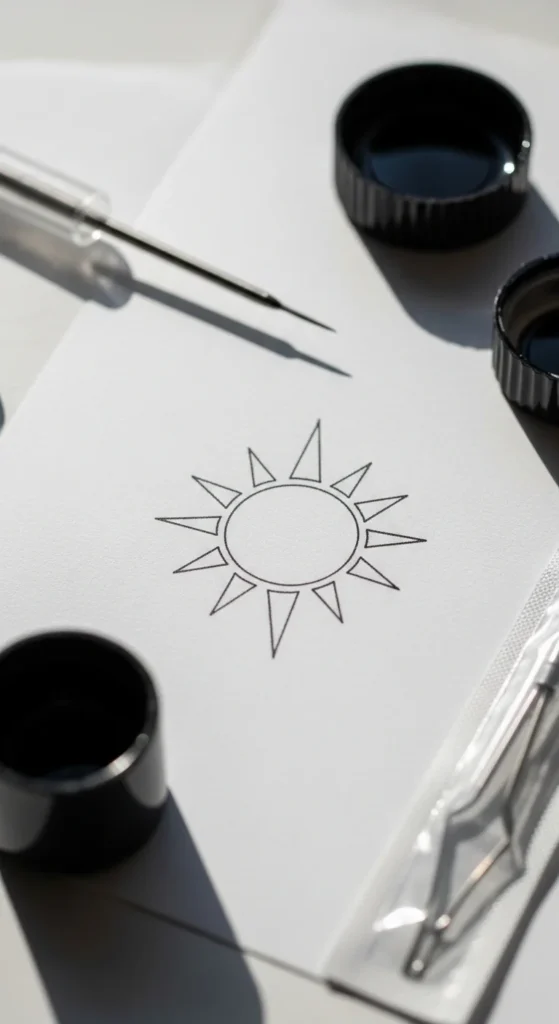 how to draw small sun tattoos